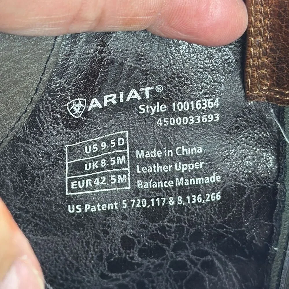 (F) Ariat Men's Comeback Round Toe Western Boots Brown & Black 10016364 - Picture 8 of 15